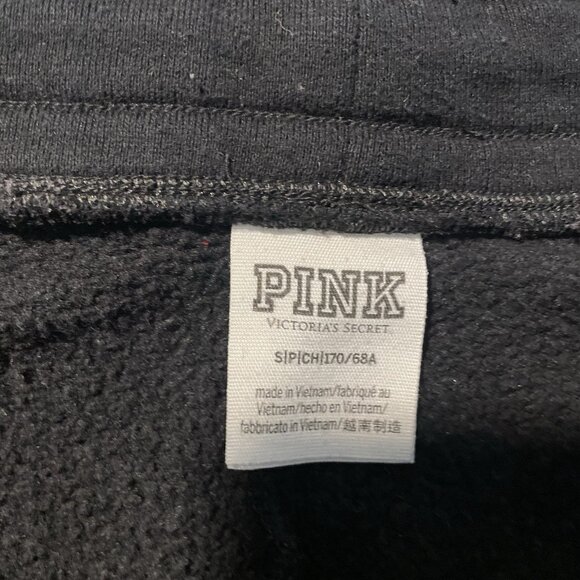 Victorias Secret PINK Pants Womens Sz S Flower Embroidered Black Joggers Mid Ris - Picture 2 of 8